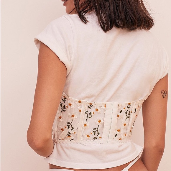 For Love And Lemons Tossed Daisy Corset Small Ivory White NEW - Picture 2 of 8